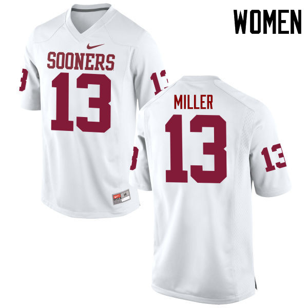 Women Oklahoma Sooners #13 A.D. Miller College Football Jerseys Game-White